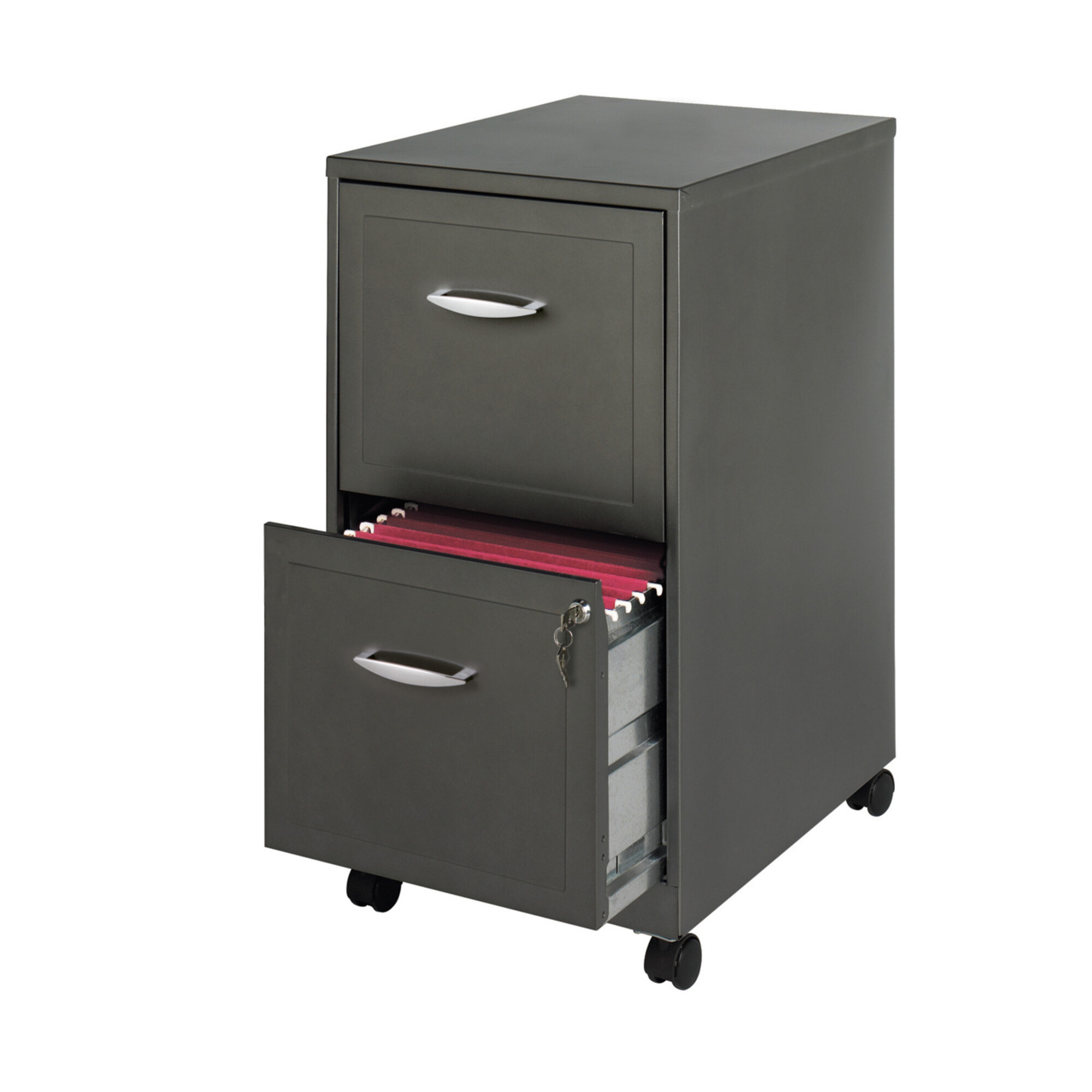 Hirsh Industries, 2 Drawer Mobile Letter Width File Cabinet, Width 14.25 in, Depth 18 in, Height 26.7 in, Model# 22616